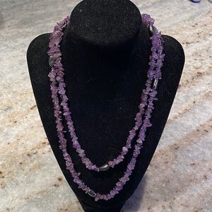 Amethyst & Sterling  Double Strand Necklace - 36”
